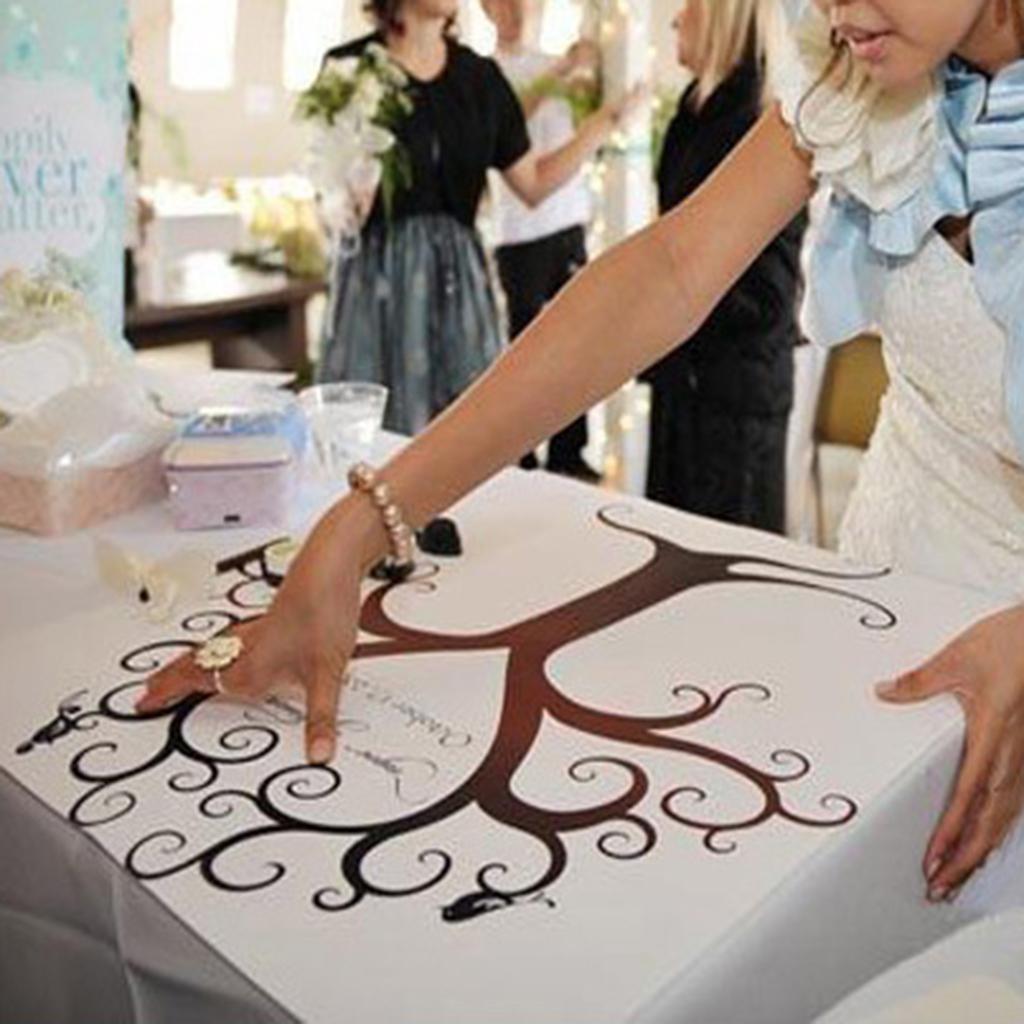 Wedding Party Fingerprint Tree Guest Book Signature Painting 30x40cm