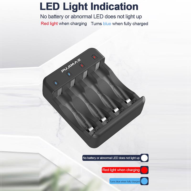 Đối với Pin sạc Ni-Zn Sạc nhanh thông minh 4 khe Chỉ báo sạc pin Ni-Zn thông minh Cáp sạc có đèn LED Màu sắc: Đen