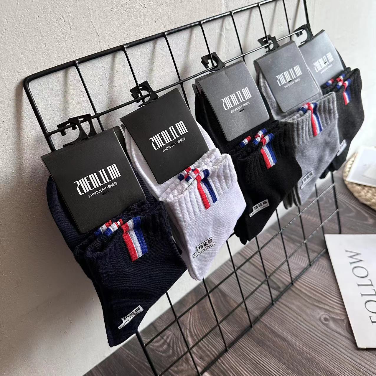 Set 5 đôi tất nam cổ cao cotton cao cấp thoáng khí, kháng khuẩn chống hôi chân