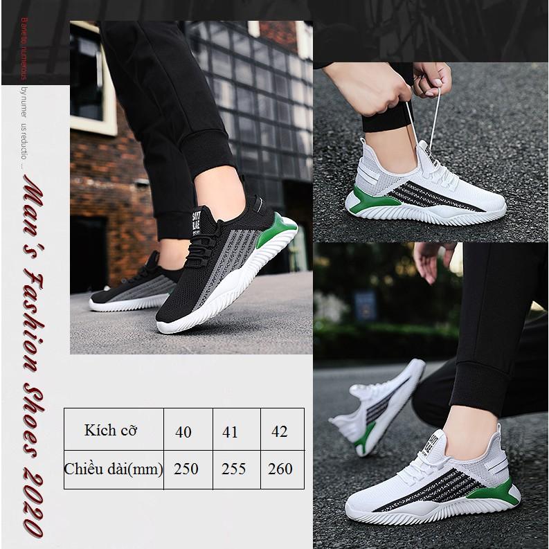 Giày Thể Thao Nam , Giày Sneaker Nam W61 Dệt Kim Cao Cấp Êm Chân Thoáng Khí Màu Đen Trắng Thiết Kế Nổi Bật