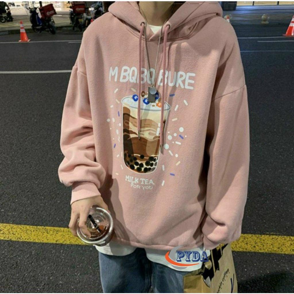 Áo hoodie nỉ ngoại nam nữ logo in trà sữa sán phẩm được may từ chất nỉ ngoại mềm mịn,thoáng mát freesize từkg