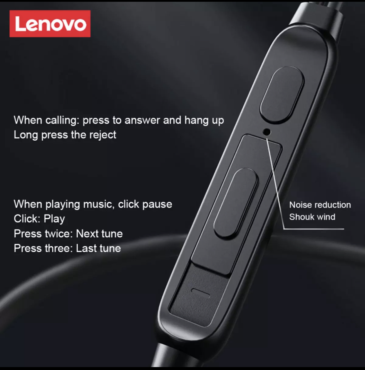 Tai Nghe Kèm Mic Hàng Chính Hãng Lenovo XF06 kết nối điện thoại,máy tính,laptop có đàm thoại và điều chỉnh âm lượng