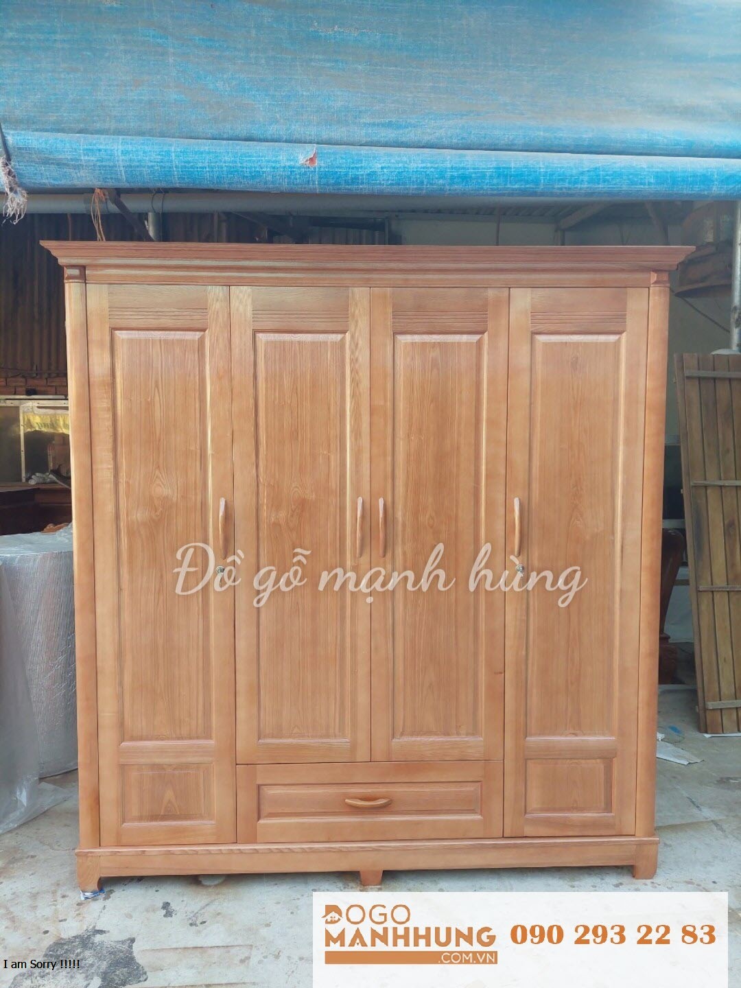 Tủ quần áo gỗ sồi tự nhiên 2m x 2m10