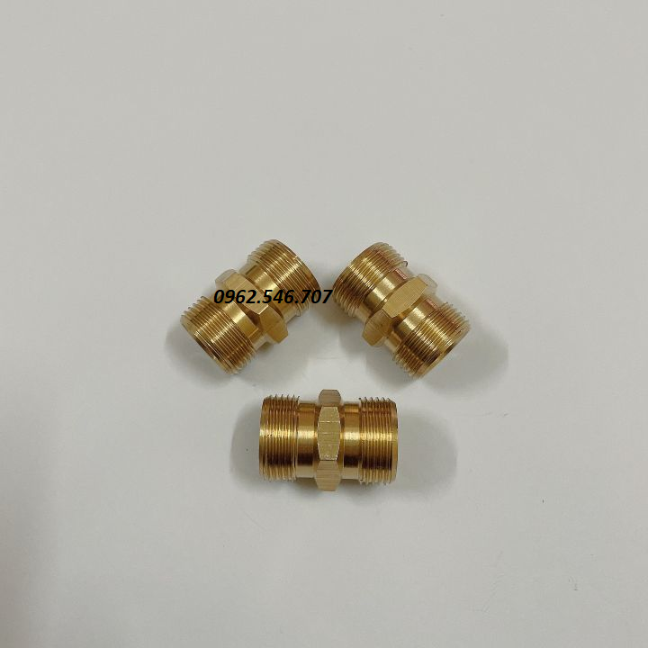 Khớp nối dây xịt máy rửa xe 2 đầu ren 22mm Bằng Đồng