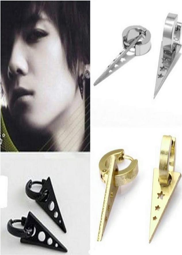 Bộ 2 chiếc bông tai titan khoen tròn tam giác korea BT119