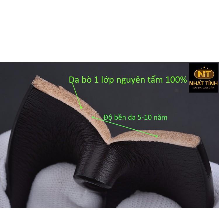 Thắt lưng nam da bò nguyên tấm 100% cao cấp, Dây da chính hãng Nhất Tính Leather NT114 bh 05 năm về da (Dây nịt da)