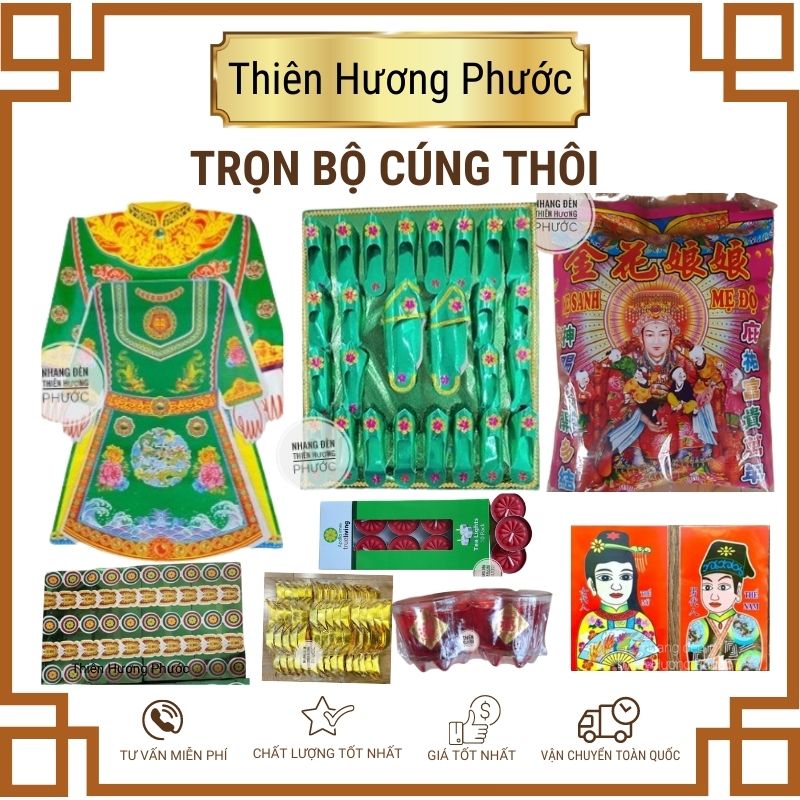 Cúng tổ nghề cao cấp gồm quần áo tiền vàng các loại nhang đèn gạo muối