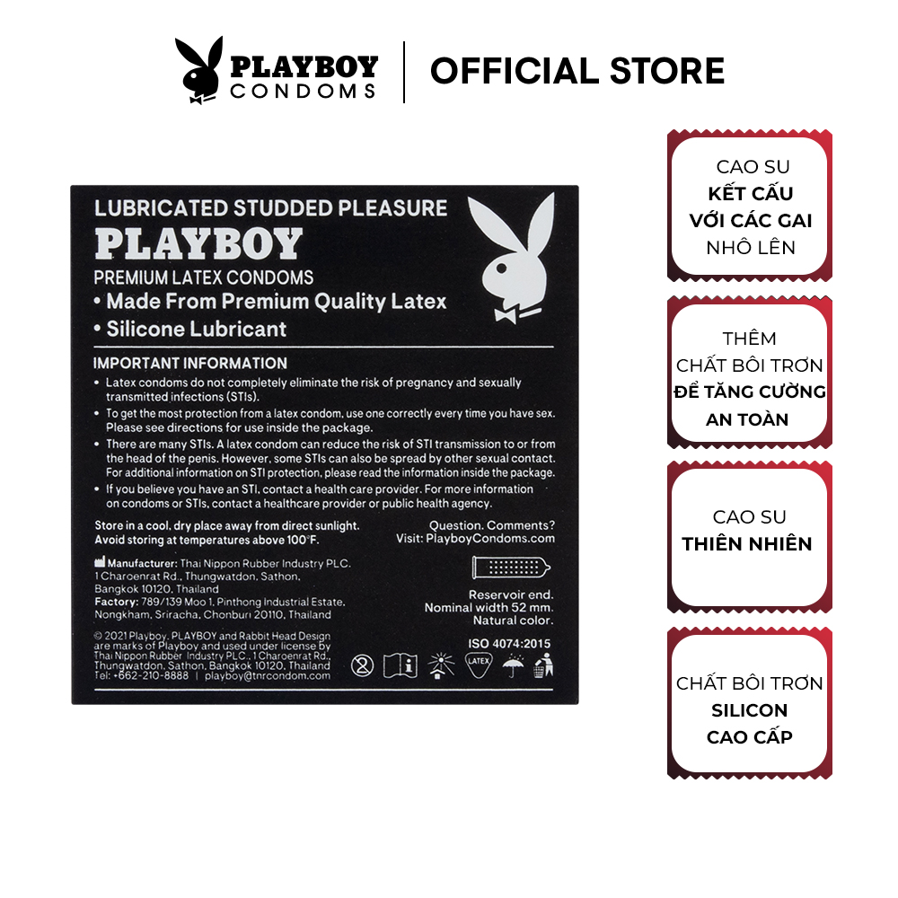 Bộ 2 Bao Cao Su PLAYBOY STUDDED PLEASURE Hộp 3 Cái