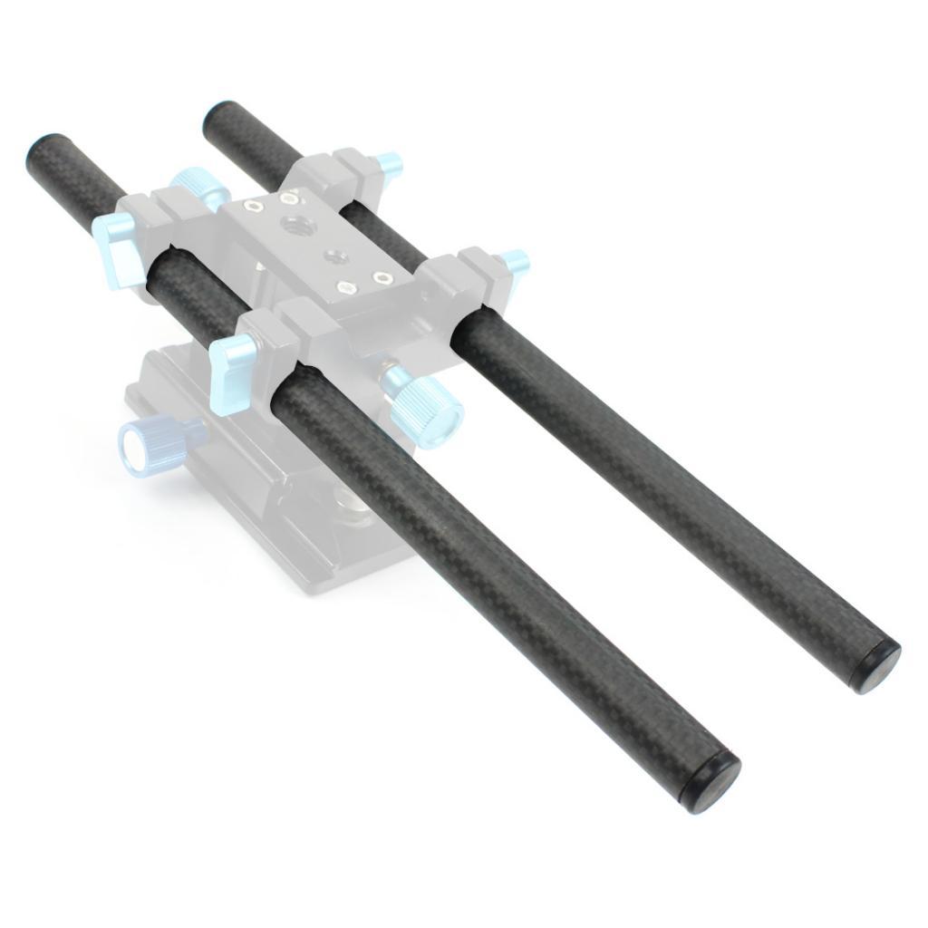 2pcs 40cm 16inch 15mm Carbon Fiber Rod for 15mm Rail DSLR Rig Support System