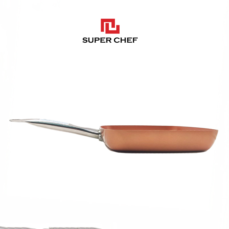 Combo Nồi Chảo Vuông Chống Dính Super Chef Đáy Từ Cao Cấp, An Toàn, Bền Bỉ Size 24cm