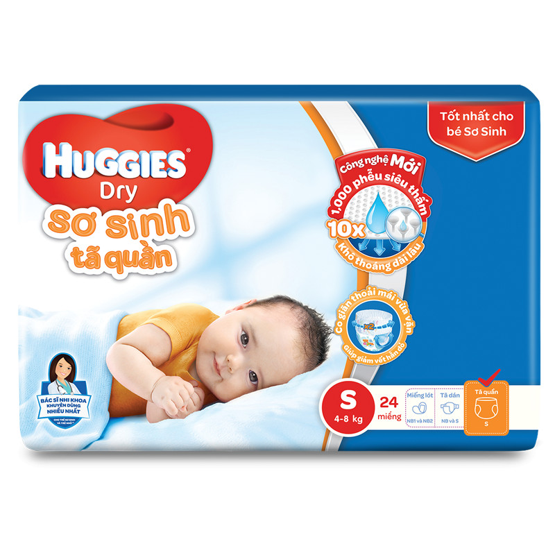 Tã Quần Huggies Dry Lưng Thun Đệm Mây Size S24