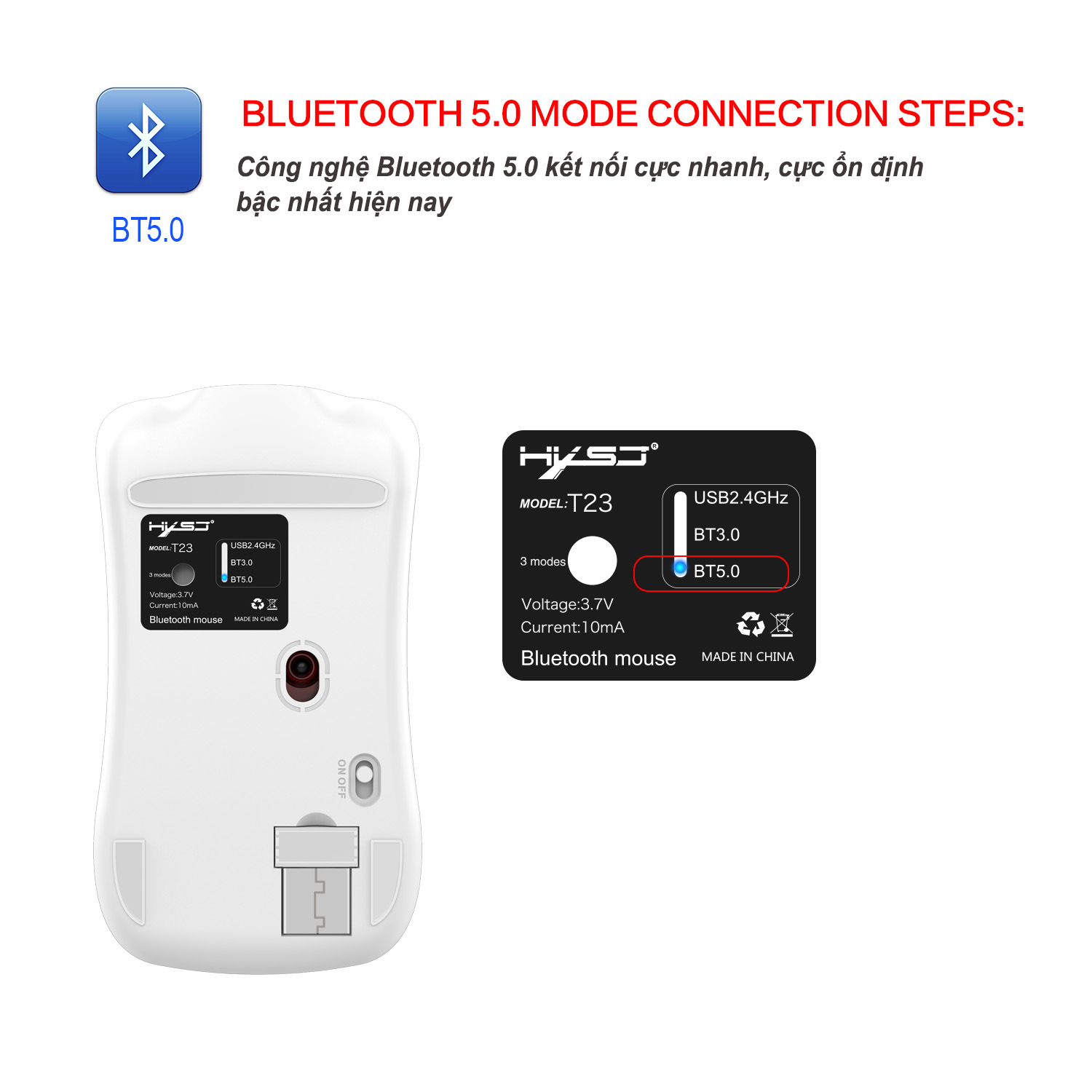 Chuột Bluetooth, Chuột Không Dây HXSJ T23, Chuột Không Dây Bluetooth T23 - Hàng chính hãng