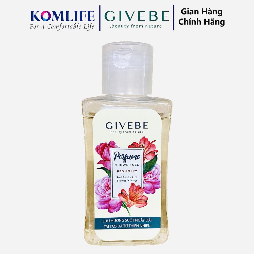 Sữa tắm GIVEBE Đỏ - Red Poppy 80 ml hương nước hoa Ý tái tạo làn da, mềm mại, sạch mụn