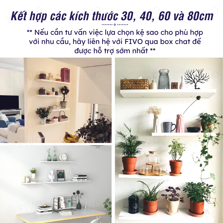 Kệ Trang Trí Treo Tường Gỗ MDF 17mm Chống Ẩm FIVO FB41 Đơn Giản Tiện Dụng Dễ Dàng Gắn Tường - Hàng Chính Hãng