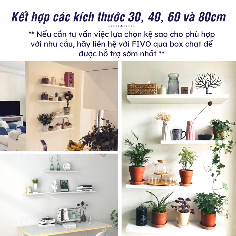 Kệ Treo Tường Trang Trí MDF Lõi Xanh Chống Ẩm FIVO FB41 Tiện Dụng Dễ Dàng Gắn Tường - Hàng Chính Hãng