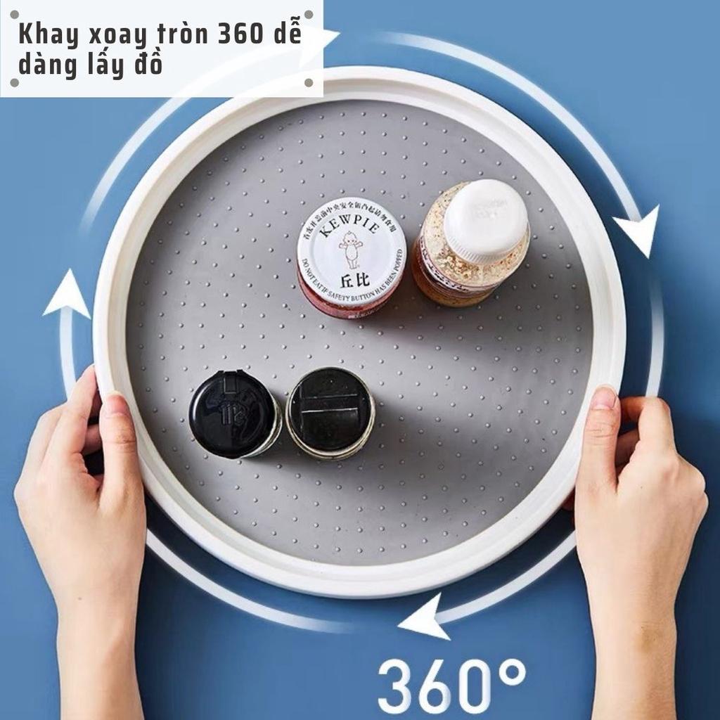 Kệ gia vị để bàn, kệ bếp xoay tròn 360 tiện dụng