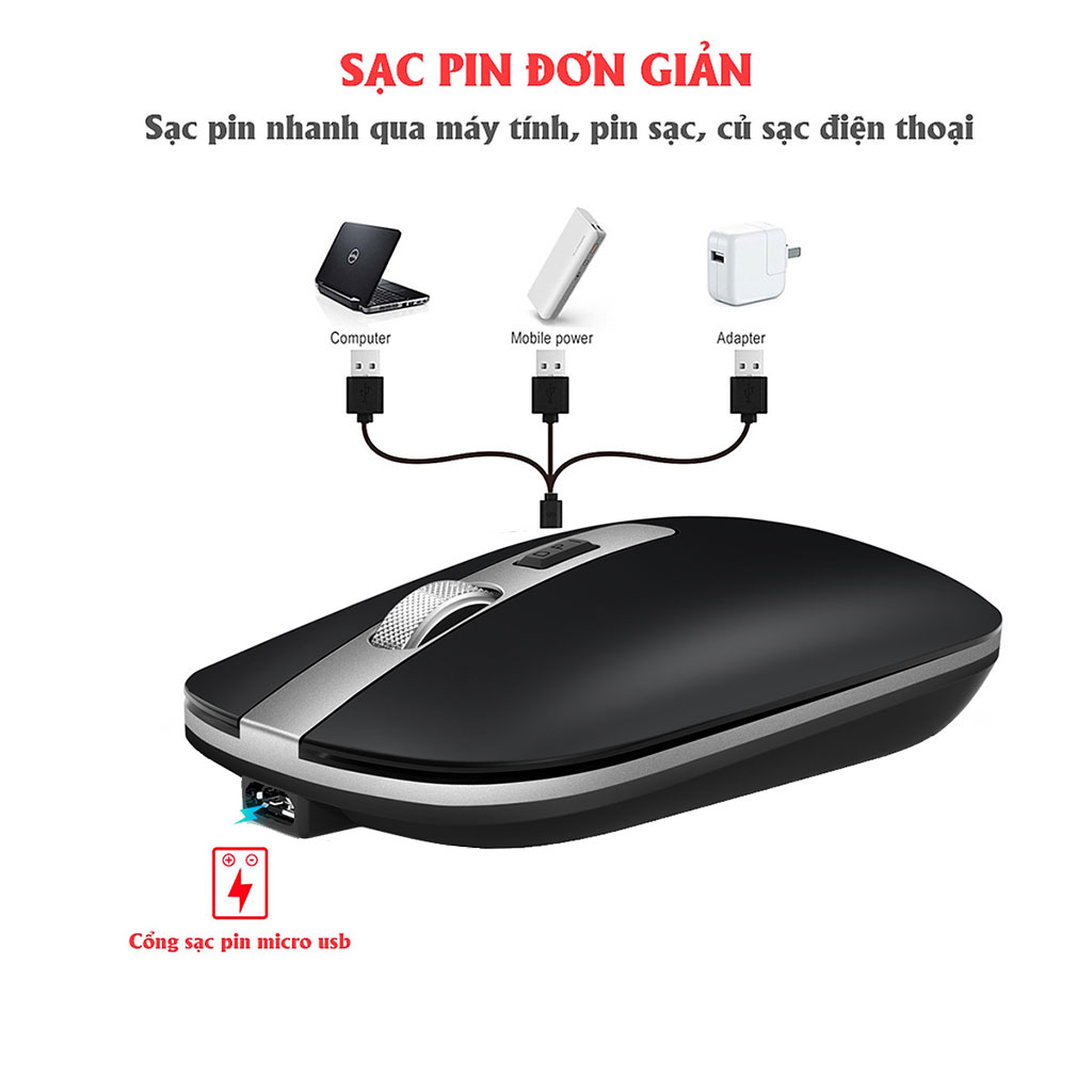 Chuột không dây HXSJ M30 sạc điện wireless 2.4Ghz DPI 1600 - Hàng chính hãng