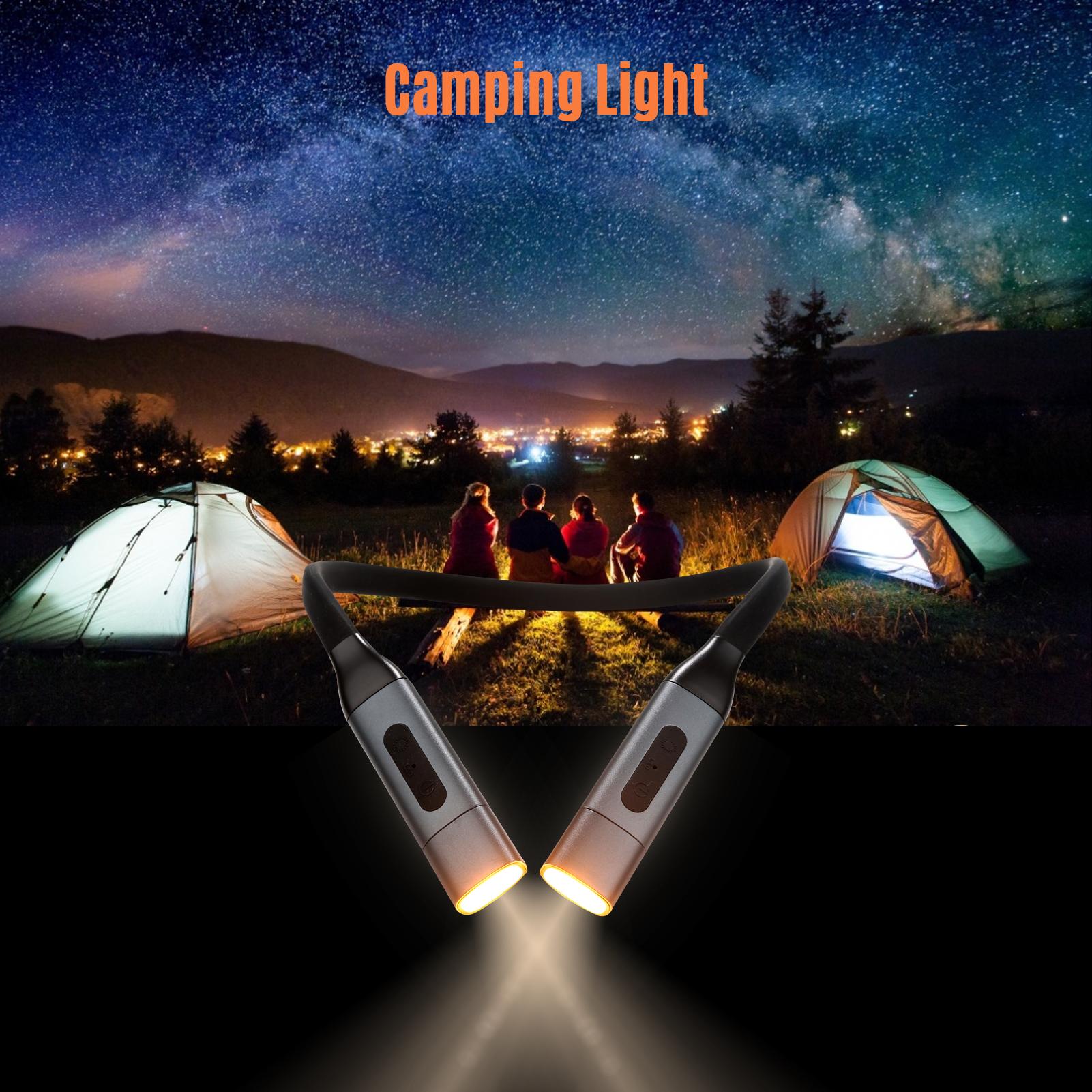 LED Neck Reading Light USB Rechargeable Book Light Bendable Silicone Arm Hand-Free 3 Colors Mode Stepless Dimming