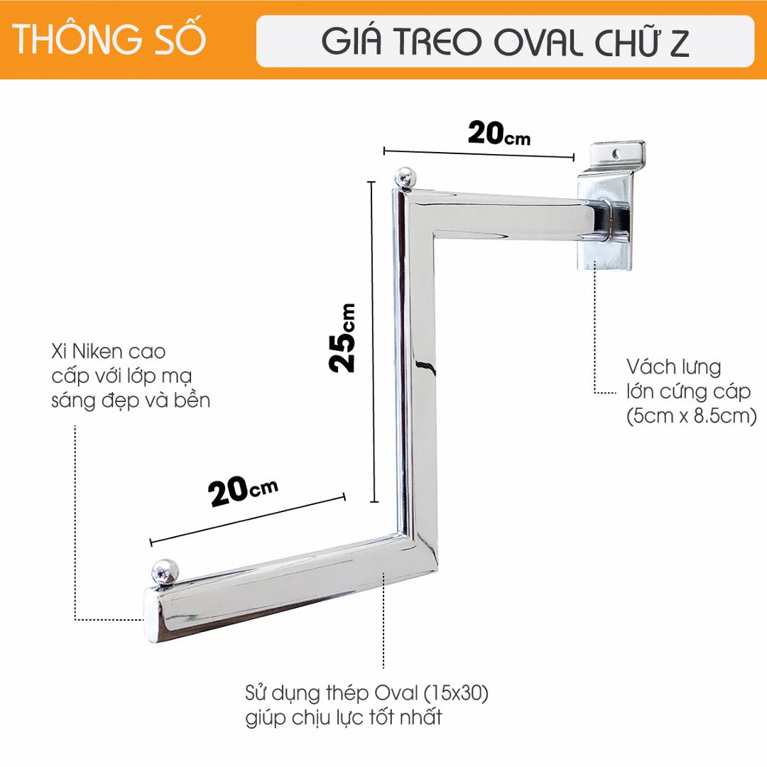 Giá treo Oval chữ Z cài tấm SMLIFE Slatwall