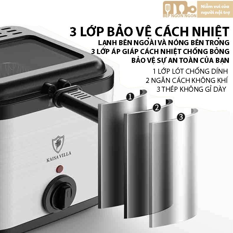 Nồi chiên dầu 2,5l Kaisa Villa dụng cụ nhà bếp nấu ăn nhanh và giòn_BEP NGON NGON