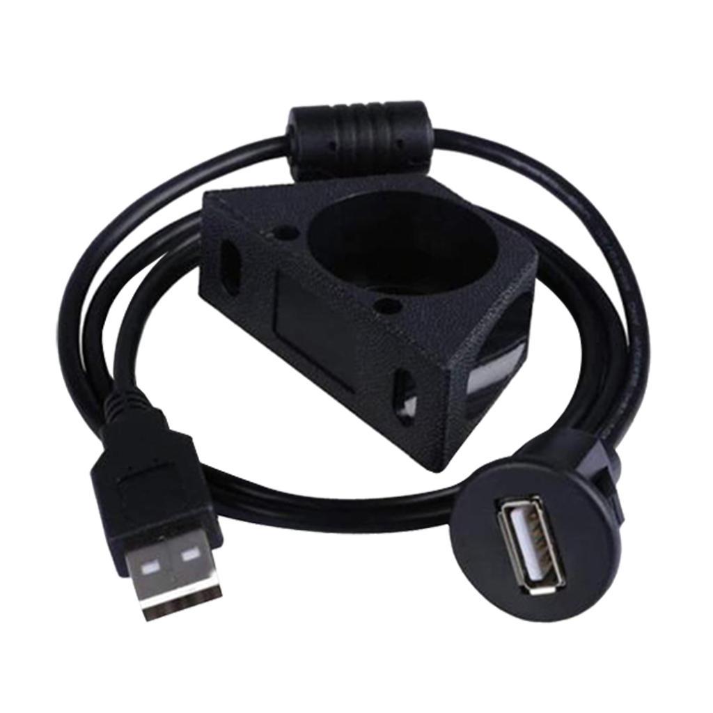 Car  Board Mount USB 2.0 Male To Female Socket Panel Extension Cable 1m