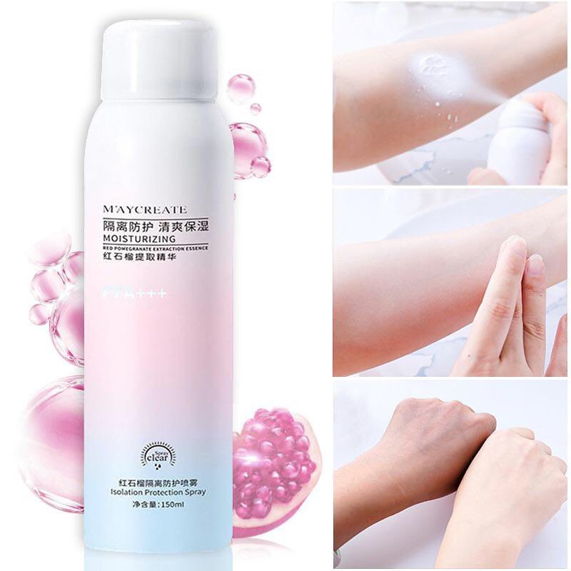 Xịt chống nắng MayCreate nâng tone,chống nước 150ml(tặng kèm góibông tẩy trang Lameila)