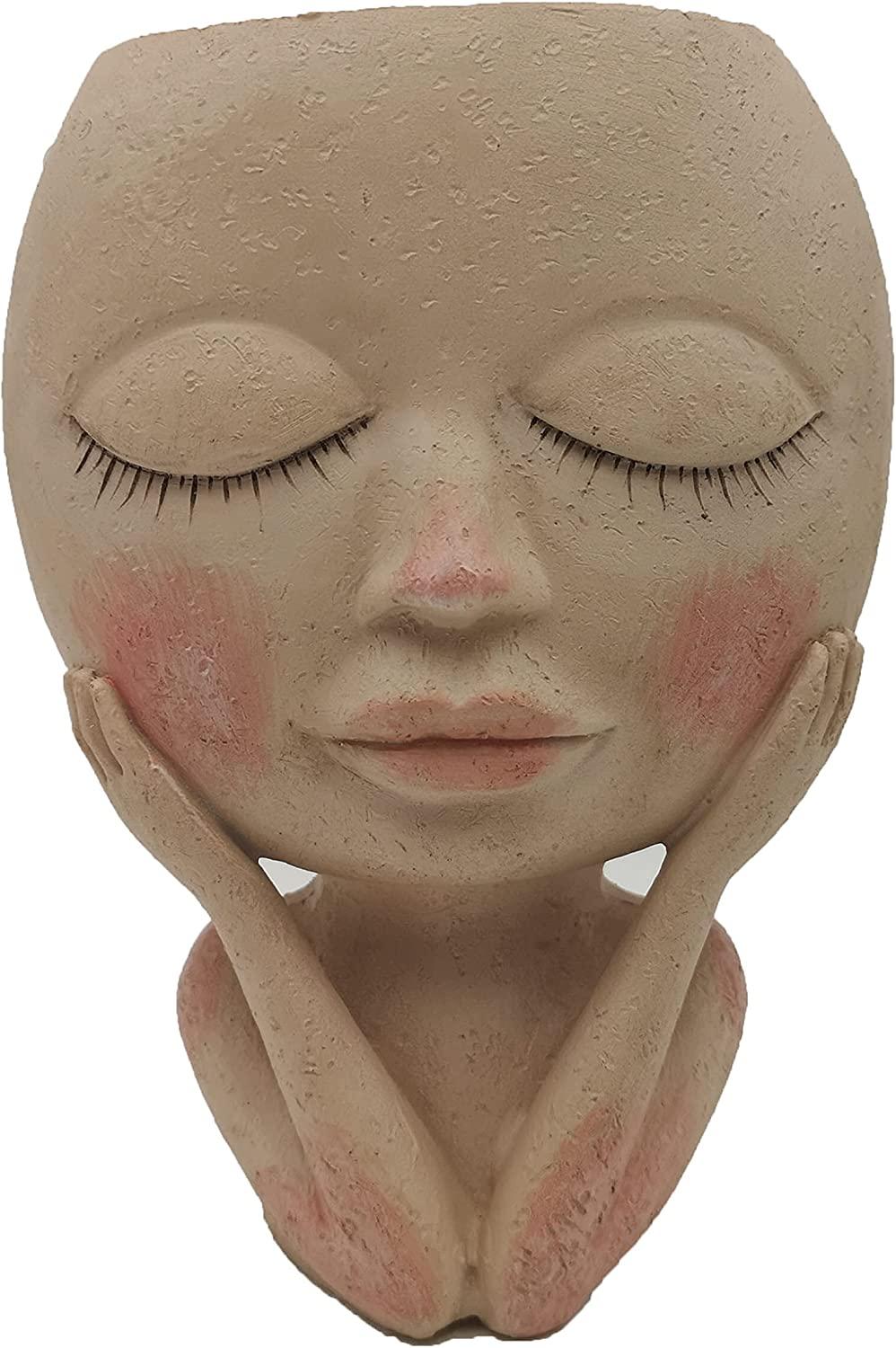 Chậu hoa mặt, Chậu trồng cây mọng nước bằng nhựa Chậu hoa sáng tạo Bình hoa hình đầu người có lỗ thoát nước cho gia đình, văn phòng, trang trí sân vườn