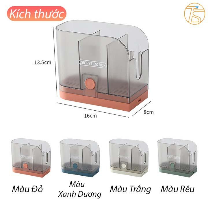 Kệ Đựng Muỗng Đũa Thìa Dán Tường CB03 Có Khay Hứng Nước Kèm 2 Móc Treo Và Giá Treo Khăn - Hộp Để Đũa Thìa Trên Bàn
