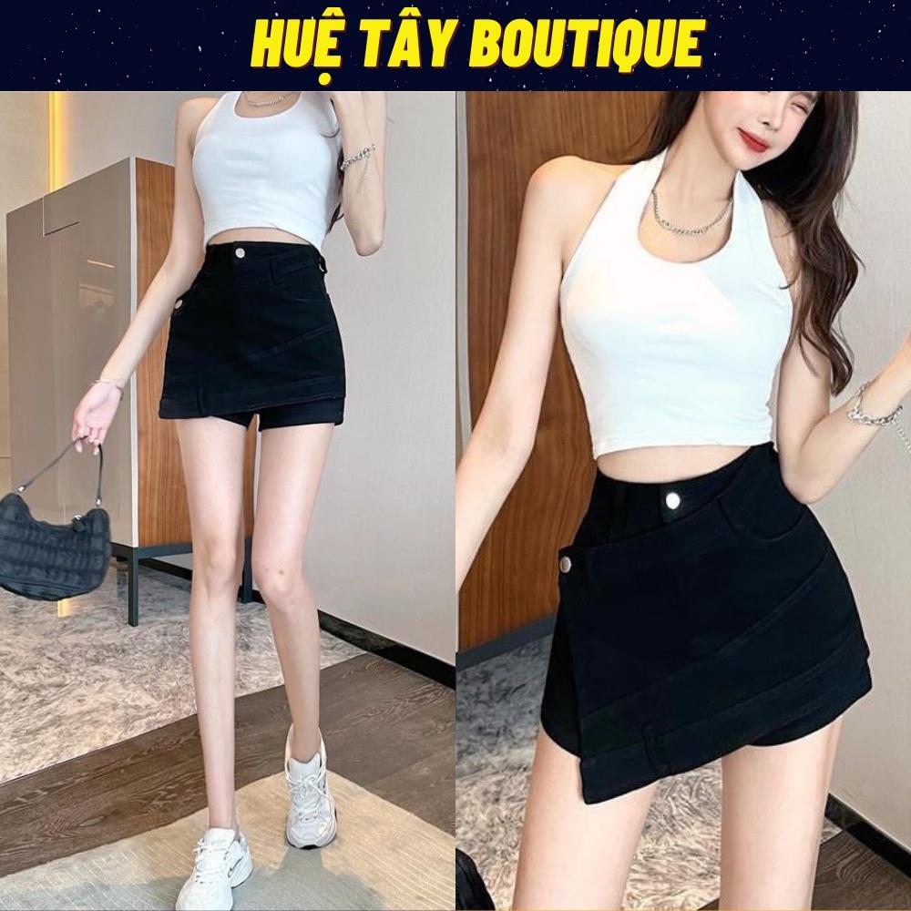 Quần nữ ngắn, quần nữ giả váy chất kaki co dãn màu trắng đen size S M L SKUQ-46