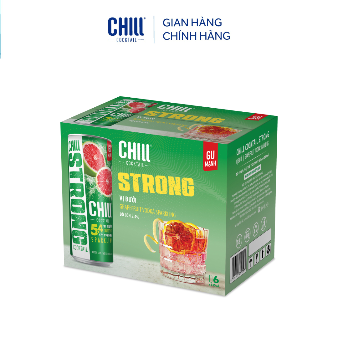 [VOUCHER 50%] Thùng 6 lon Chill Cocktail Strong vị Bưởi Vodka (330ml/lon)