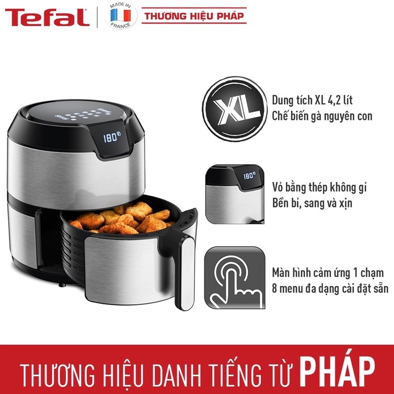 Nồi chiên không dầu điện tử Tefal XL EY401D15, giỏ chiên 4.2L/1.2kg - Hàng chính hãng