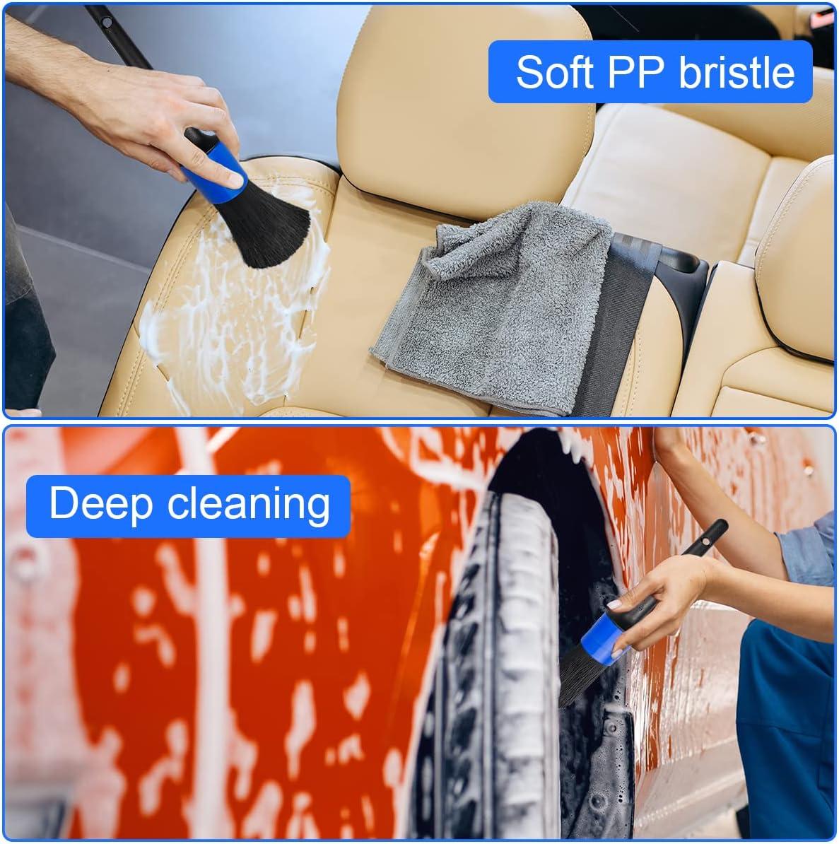 Auto Detailing Brush, 5pcs Car Cleaning Brush for Ô tô Xe máy Ô tô Làm sạch Bánh xe, Bảng điều khiển, Nội thất, Ngoại thất, Da Xe Rim Brush