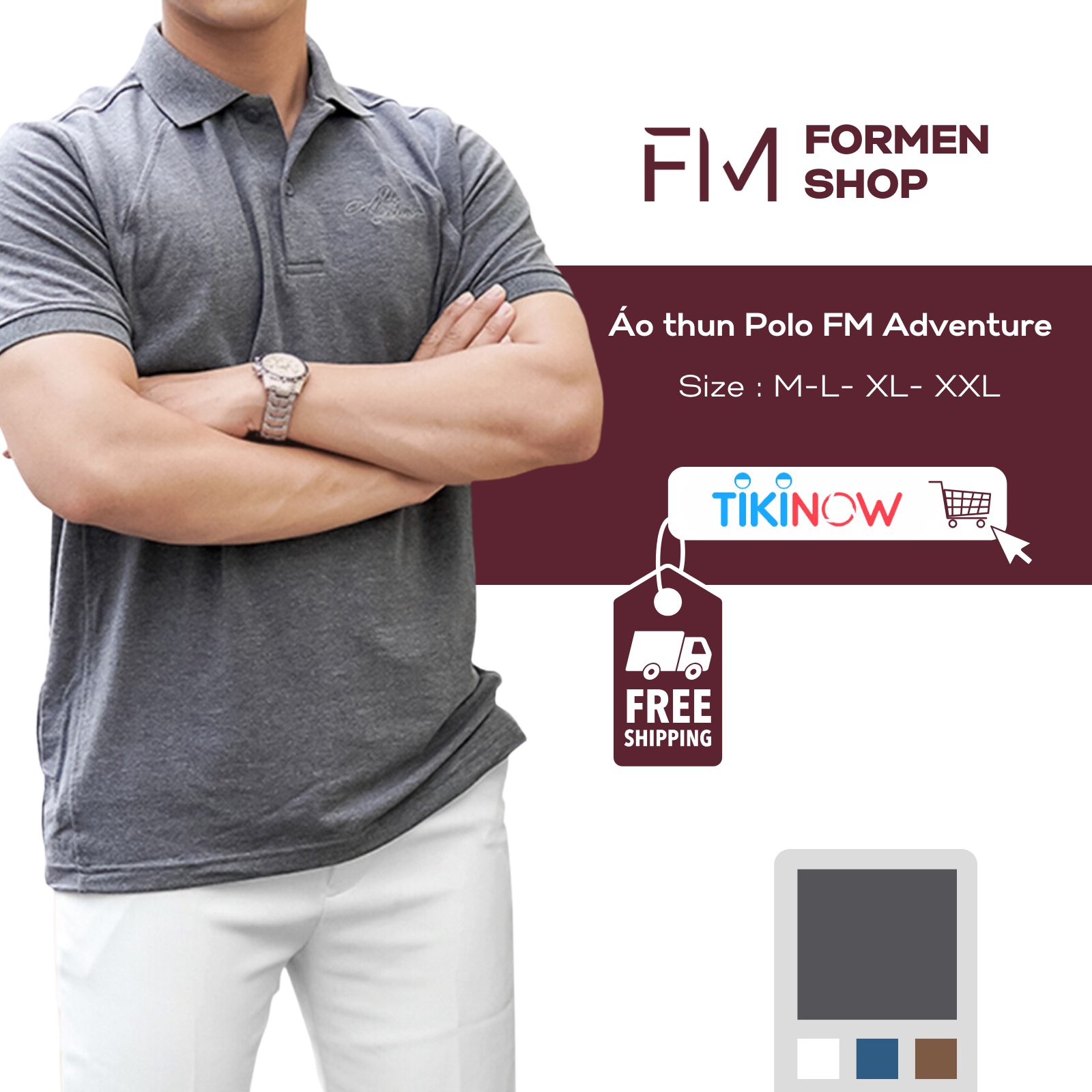 Áo Polo nam cổ bẻ ngắn tay, chất liệu vải cá sấu cotton cao cấp, trẻ trung, năng động – FORMEN SHOP – FMPS150