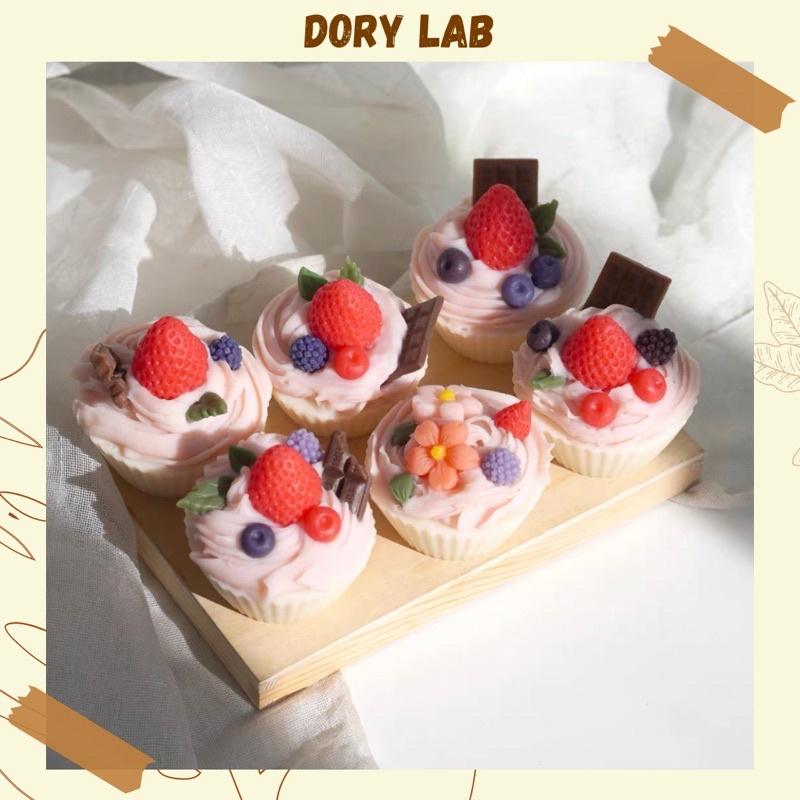 Nến Thơm Bánh Cupcake Dâu Tây Handmade, Phụ Kiện Decor - Dory Lab
