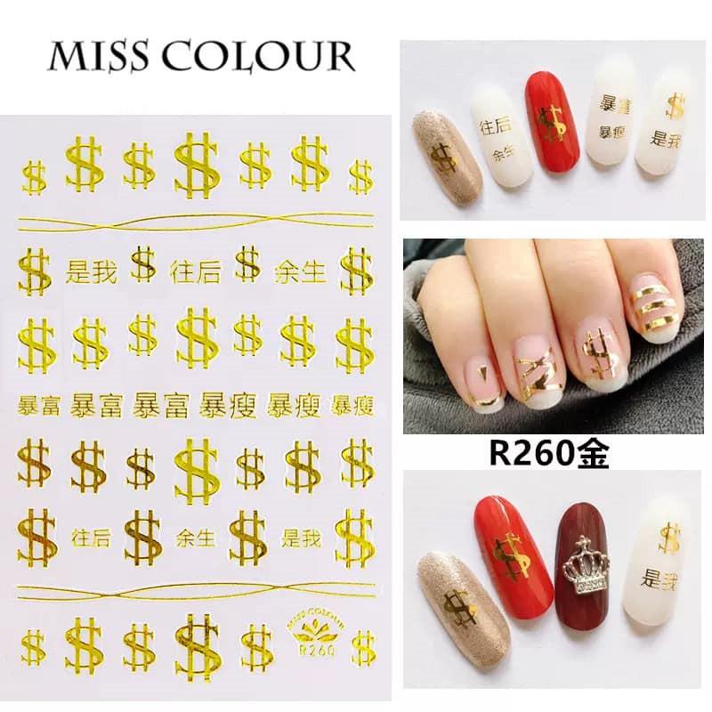 Sticker nails - hình dán móng 3D tiền vàng