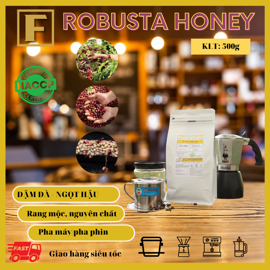 Robusta Honey - Cà phê chất lượng cao, hương thơm ngọt ngào - Cà phê pha phin/ pha máy |500gr|