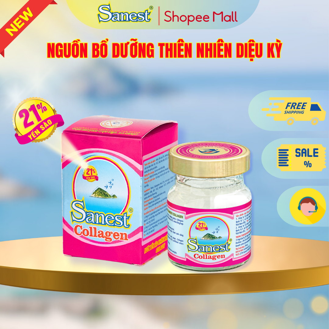 NEW [ Combo 10 lọ] Nước Yến sào Khánh Hòa Sanest 21% - Collagen