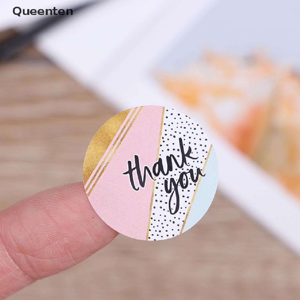 Queenten 500pcs/roll Pink plaid Stickers for seal label Sealing decoration Sticker QT