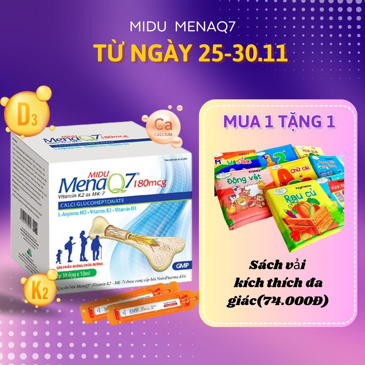 Midu MenaQ7 180mcg – Phát triển chiều cao cho trẻ em và giúp xương chắc, dài, dẻo từ trong bụng mẹ tới suốt cuộc đời
