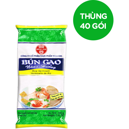 Thùng 40 gói Bún gạo nàng hương Bích Chi (200g/gói)