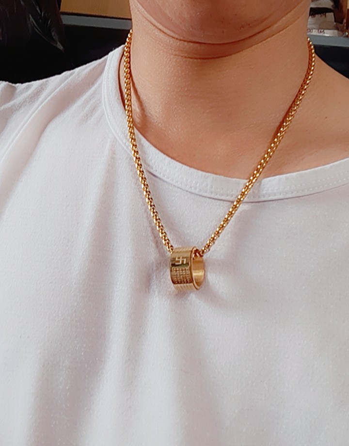 Dây chuyền nam Nhẫn Bát Nhã Tâm Kinh cực kỳ may mắn bình an, nhẫn xoay titanium cao cấp