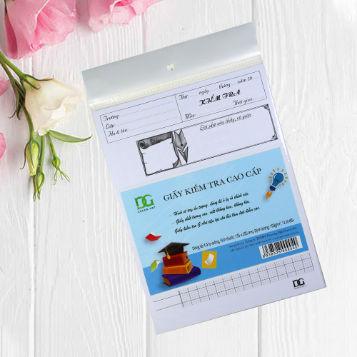 Giấy kiểm tra 4 ô ly - giấy trắng dày viết êm không lem, kẻ sẵn tiện lợi cho học sinh, 12 tờ đôi, Green Art