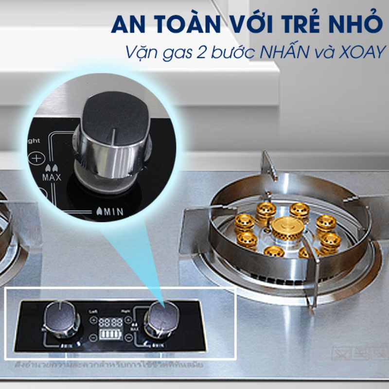 Bếp gas đôi 9 đầu đốt thép không gì Panworld PW-1422 - Hàng chính hãng