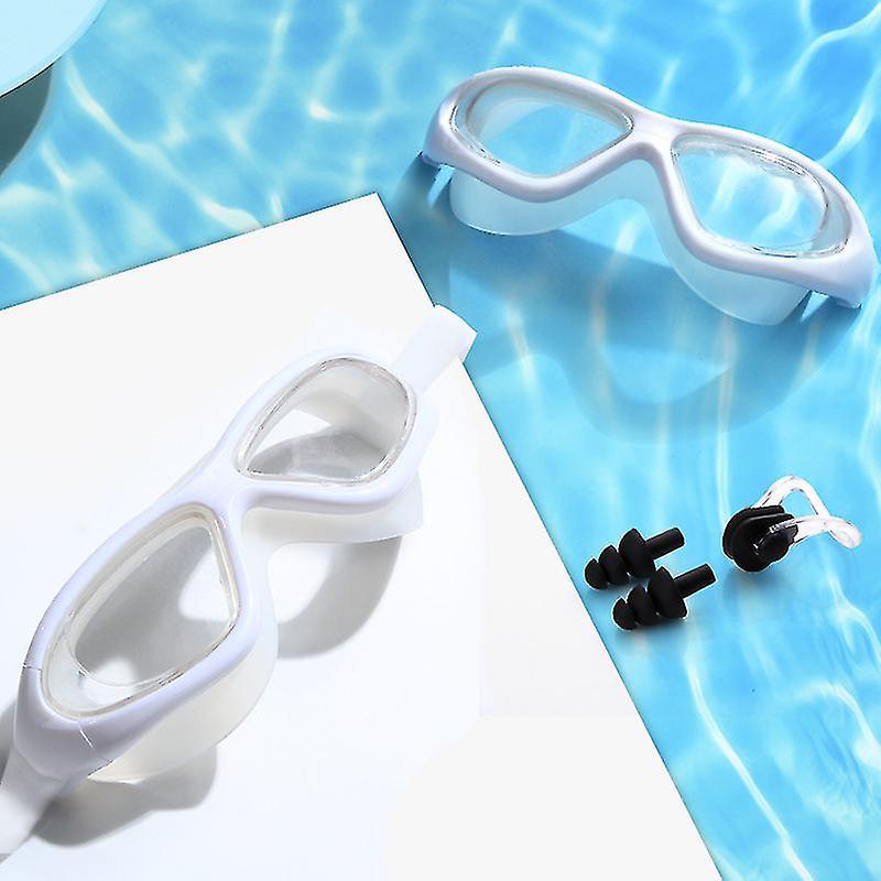 Kính lặn trưởng thành, ống kính chống lông trang, thiết bị bơi với dây đeo silicon đàn hồi, màu trắng bạc, 165 mm