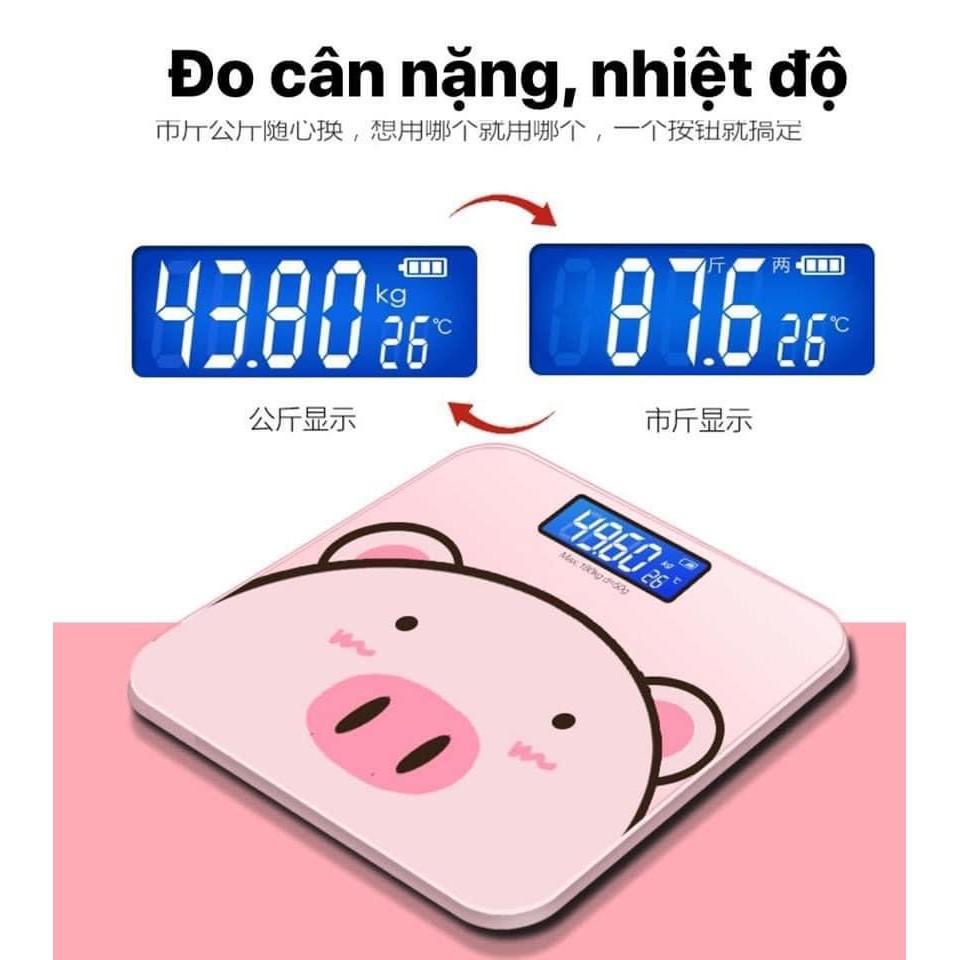 Cân Điện Tử Sức Khỏe Dành Cho Gia Đình Sử Dụng Pin Sạc Hình Chú Heo Xinh Xắn  - Tiện Lợi - Chính Xác