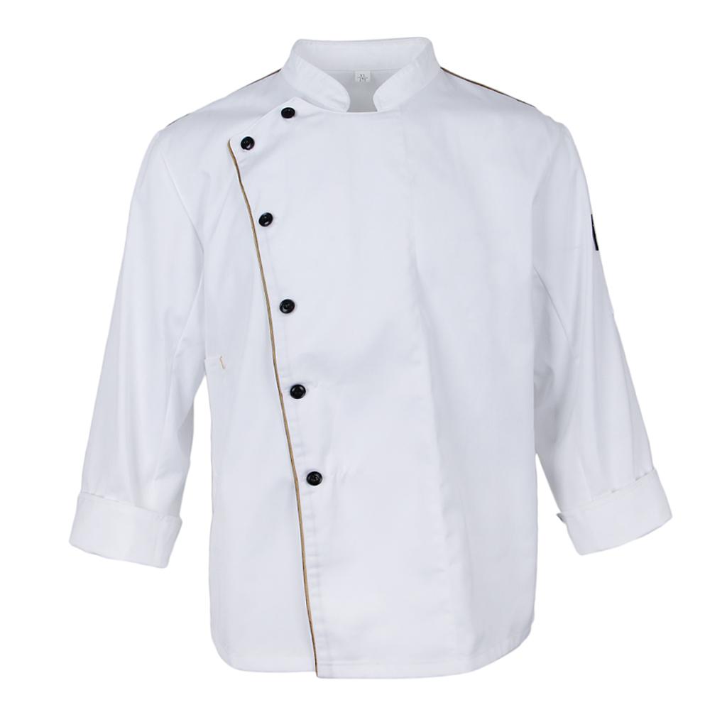 Men Women Stand Collar Long Sleeve Chef Coat Uniform Top4 Colors Choose
