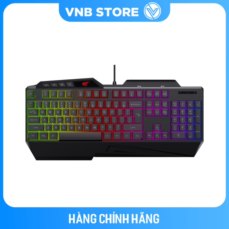 Bàn phím Gaming có dây HAVIT GAMENOTE KB488L đèn nền LED RGB Full-size 108 phím Cổng USB dài 1.5m Đen Hàng Chính Hãng