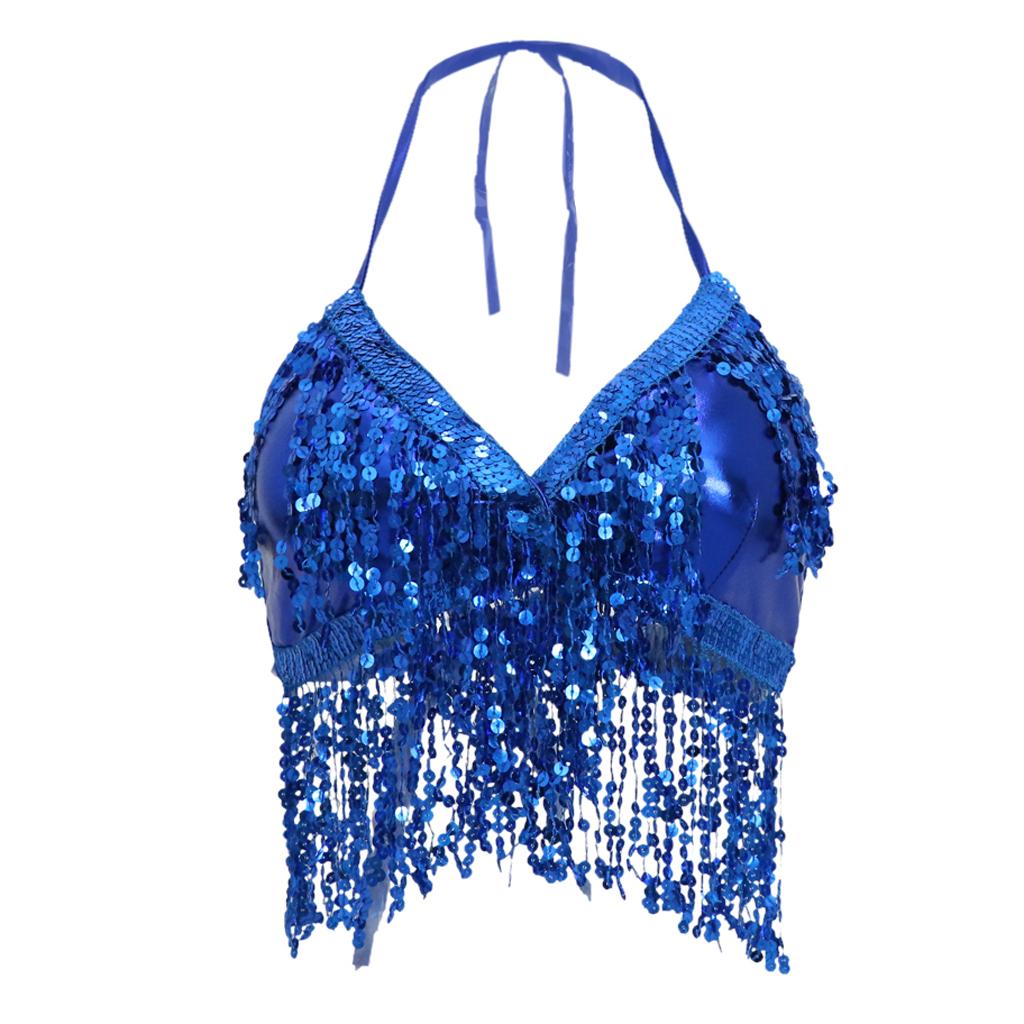 Belly Dance Bra Tops And Hip Scarf Sequin Beaded Costume Set for Festival Performance