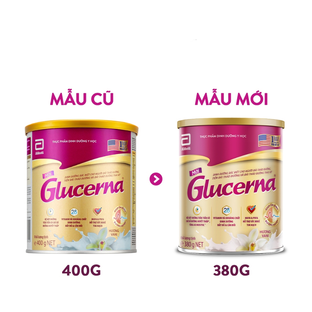 Sữa Bột Dành Cho Người Bị Tiểu Đường Glucerna Abbott Hoa Kì Hương Vani 380g/400g