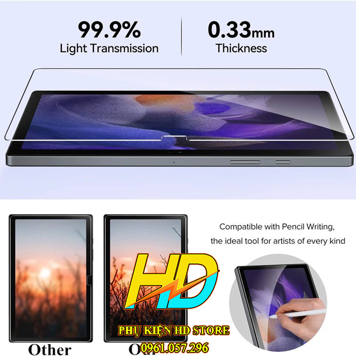 Dán màn hình dành cho Samsung Tab A8 - 10.5 inch 2022 X200/X205 Kính Cường Lực Chính Hãng Glass Pro Độ Cứng 9H, Hạn Chế Vân Tay, Bảo Vệ Màn Hình- Hàng Chính hãng